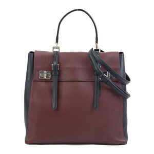 Prada Double Turnlock shoulder bag Burgundy Red black silver leather